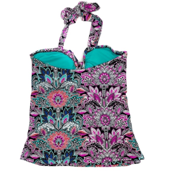 Leilani Beach House Lux Ruched Side Tankini Top in Vivid Floral Paisley Print - Picture 5 of 7